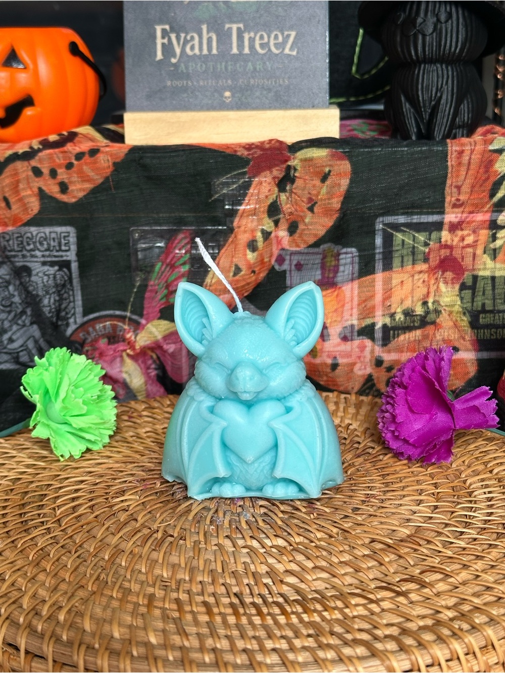 Blue Bat Familiar Candle